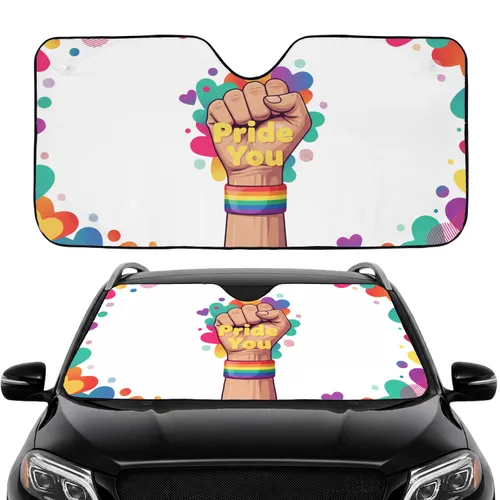 Pride You Raised Fist Rainbow Wristband - Pride Celebration Travel Essentials Car Sunshade