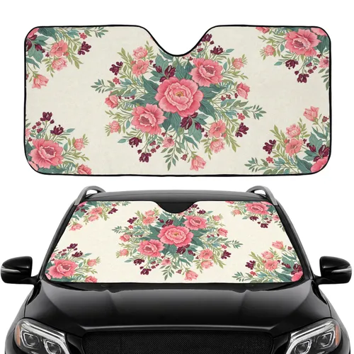 Botanical Flowers Blossoms Foliage - Car Interior Upgrade Car Sunshade