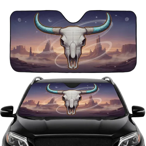 Bull Skull Desert Landscape - Car Interior Upgrade for Western Lover Car Sunshade