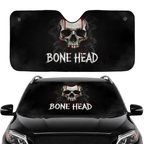 Haunting Human Skull Bone Head - Gritty Blood Drip Car Interior Upgrade Car Sunshade