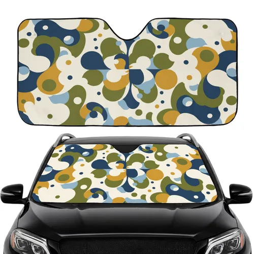 Flowing Organic Interlocking Blob Forms Circular Accents - Road Trip Travel Gift Car Sunshade