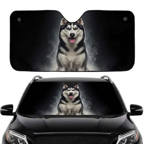 Majestic Siberian Husky Dog - Road Trip Gift for Husky Owners Car Sunshade