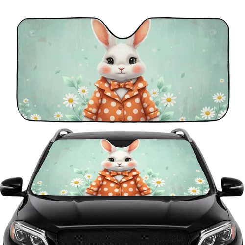 Soft Fur Rabbit Pumpkin Coat Daisy Rustic Field - Commute Accessory Car Sunshade