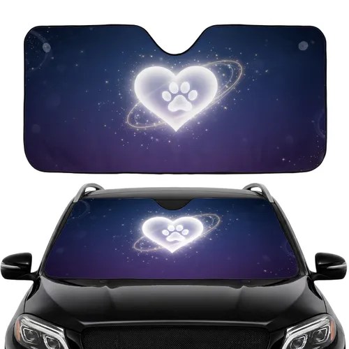 Cosmic Ethereal Heart Paw Print - Travel Essentials Car Interior Upgrade Car Sunshade