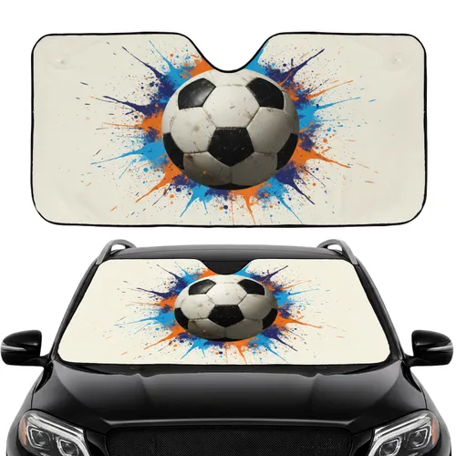 Scuffed Soccer Ball Paint Splatter - Commute Accessory Gift for Sports Fan Car Sunshade