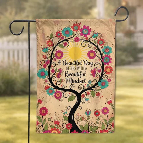 Vibrant Ornamental Tree Beautiful Mindset Quote - Inspirational Home Decor Gift Garden Flag