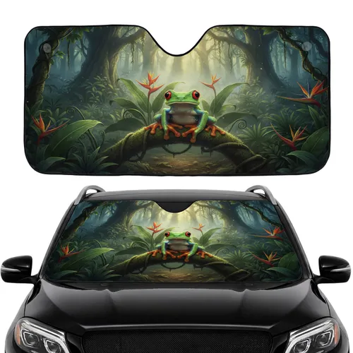 Red-Eyed Tree Frog Tropical Rainforest - Wildlife Lover Car Interior Upgrade Gift Car Sunshade
