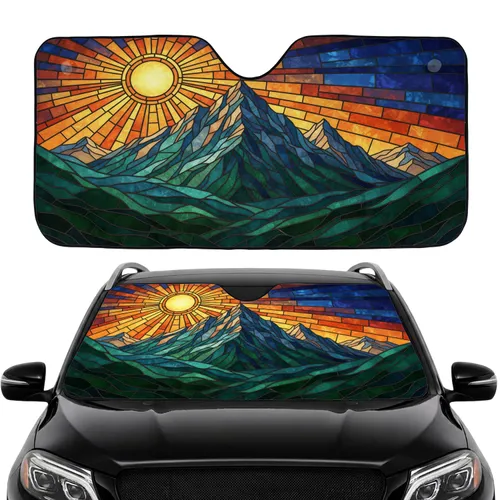 Majestic Mountain Range Radiant Sun Sky Landscape - Road Trip Gift Car Sunshade
