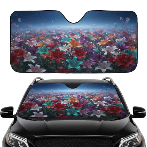 Blooming Lilies Glowing Orbs - Car Interior Upgrade Car Sunshade
