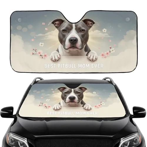 Pitbull Dog Best Pitbull Mom Ever - Road Trip Accessory Car Sunshade