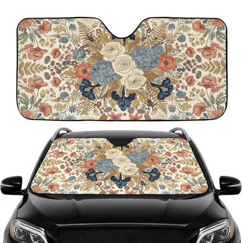 Lush Botanical Wildflower Foliage Garden - Road Trip Accessory Car Sunshade