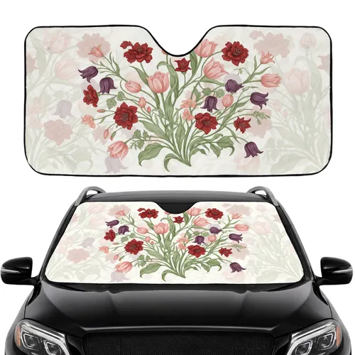 Pink Tulips Plum Flowers Deep Red Blossoms Commute Accessory Car Sunshade