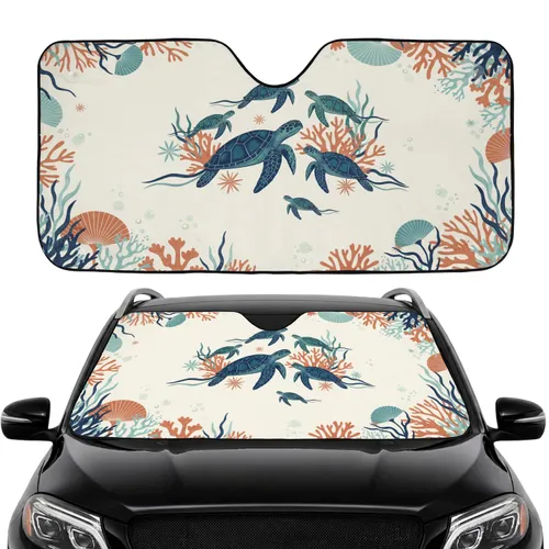 Sea Turtles Coral Marine Plants Ocean Realm - Travel Essentials Wildlife Lover Gift Car Sunshade
