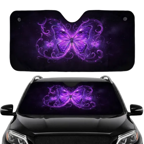 Iridescent Purple Butterfly Glowing Wings - Mystical Car Interior Upgrade Car Sunshade