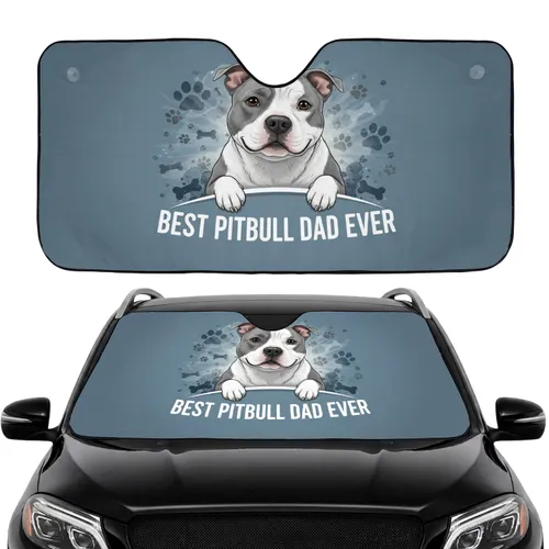 Best Pitbull Dad Ever American Pitbull Terrier Dog - Road Trip Gift for Dad Car Sunshade