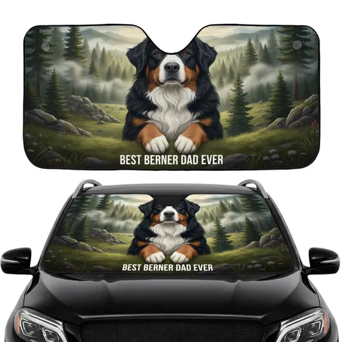Bernese Mountain Dog BEST BERNER DAD EVER - Commute Accessory for Berner Dads Car Sunshade