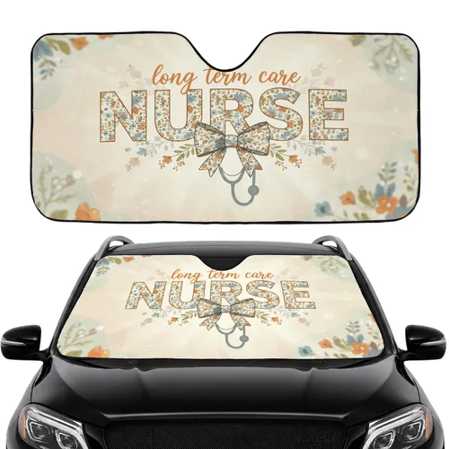 NURSE Long Term Care Floral Stethoscope Commute Accessory for Nurse Car Sunshade