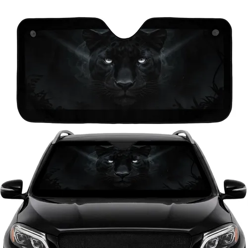 Majestic Black Panther Glowing Eyes Dark Ethereal Mist - Commute Accessory Upgrade Car Sunshade