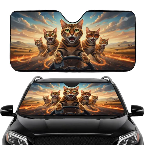 Five Bengal Cats Adventure Drive Smartphone Sunglasses - Road Trip Essentials Gift Car Sunshade