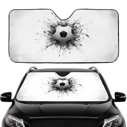 Soccer Ball Impact Metallic Debris Ink Splatter Burst - Car Interior Upgrade for Road Trips Car Sunshade