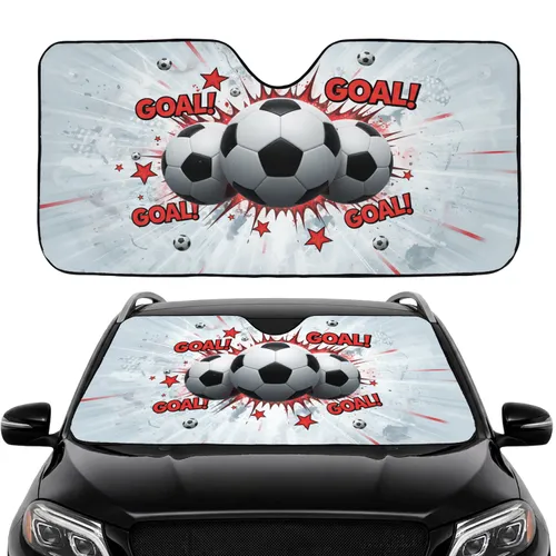 Soccer Balls Goal Stars Action Field - Commute Accessory Car Sunshade