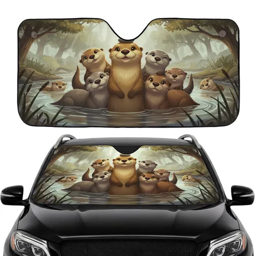 Otters River Habitat Road Trip Travel Essentials - Otter Lover Gift Car Sunshade