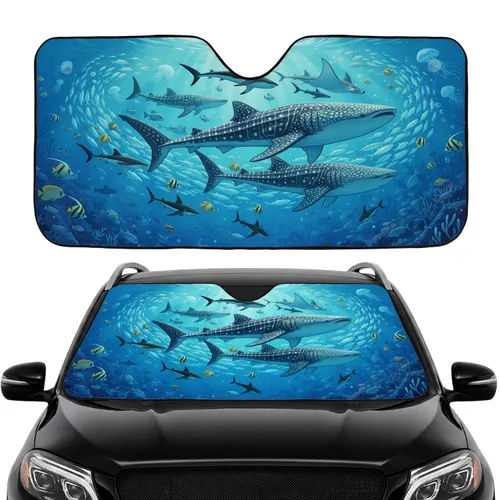 Whale Sharks Manta Rays Marine Life Underwater Seascape - Road Trip Gift Car Sunshade