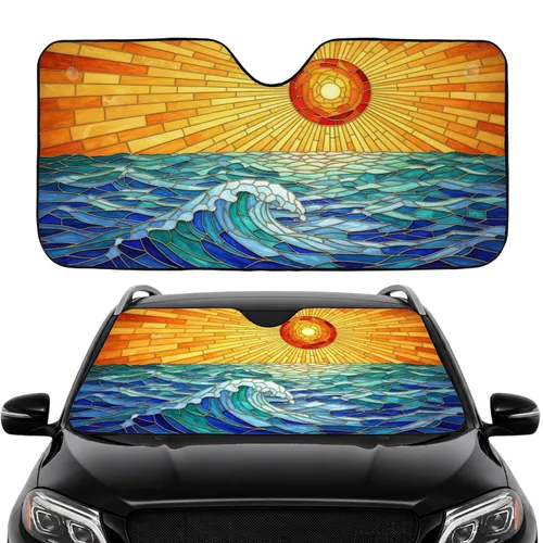 Sun Ocean Waves Sunrise - Car Interior Upgrade Car Sunshade