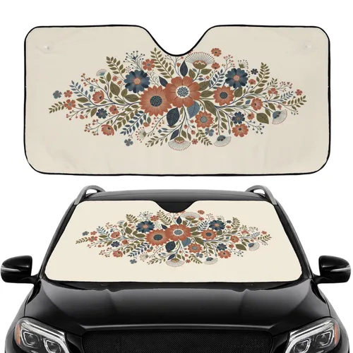 Rich Intertwined Floral Leaves Vines Arrangement - Car Interior Upgrade Car Sunshade