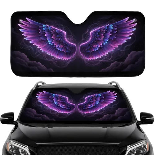 Iridescent Feathered Wings Cosmic Nebula - Car Interior Upgrade Road Trip Gift Car Sunshade