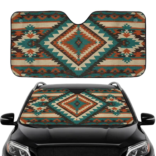 Southwestern Diamond Zigzag Tapestry - Commute Accessory Car Sunshade