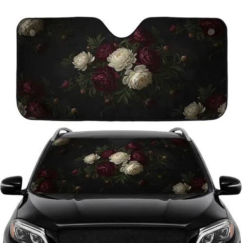 Opulent Burgundy Peony Blossom Floral Botanical Garden Car Interior Upgrade Car Sunshade