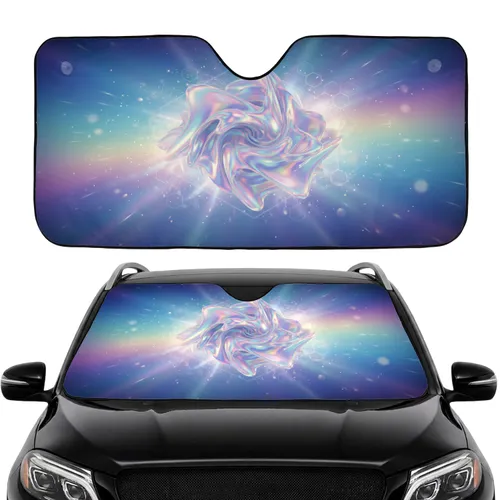 Swirling Iridescent Holographic Hexagon Light Glow - Car Interior Upgrade Car Sunshade