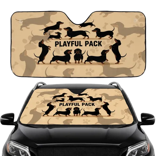 Playful Realistic Dachshunds Car Interior Upgrade - Dachshund Lover Travel Essential Car Sunshade