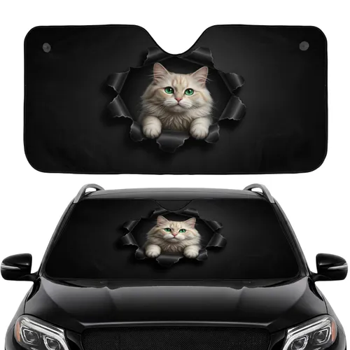 Curious Cat Peeking Torn Surface - Car Interior Upgrade Cat Lover Gift Car Sunshade