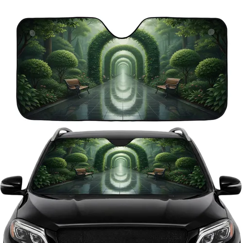 Green Botanical Garden Archway Tunnel - Car Interior Upgrade Car Sunshade