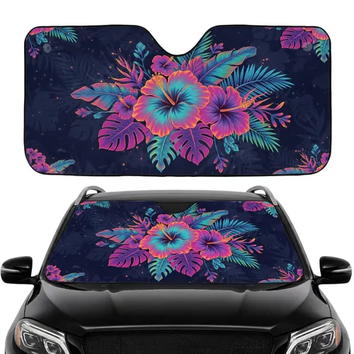 Iridescent Hibiscus Tropical Jungle - Car Interior Upgrade Car Sunshade