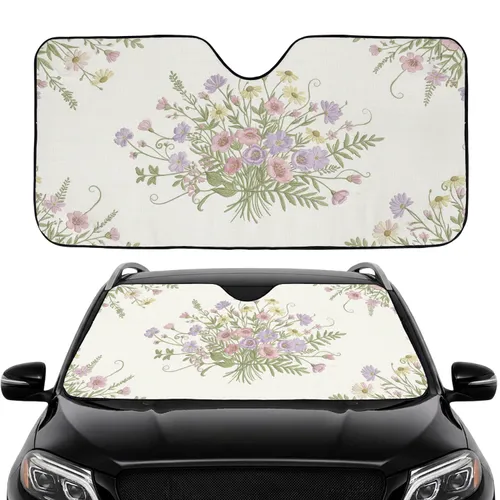 Full Bloom Wildflower Botanical Garden Blossoms Car Interior Upgrade Car Sunshade