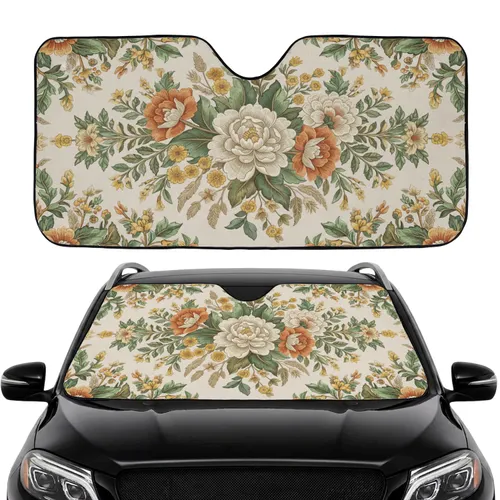 Wildflower Botanical Rose Poppy Mimosa - Travel Essentials Car Sunshade