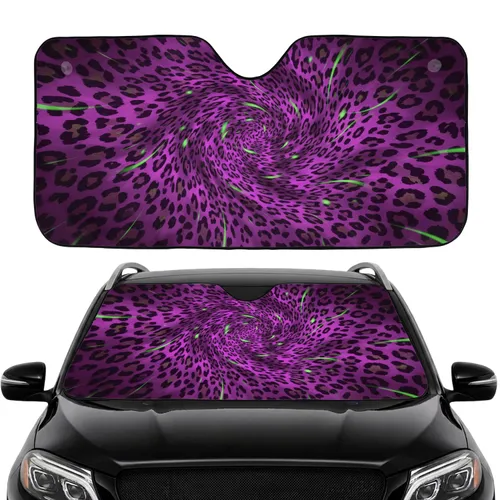 Violet Green Black Leopard Spot Vortex Car Interior Upgrade Car Sunshade