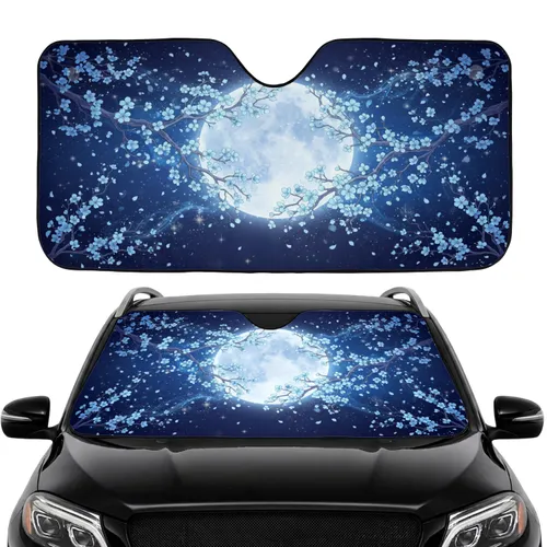 Luminous Full Moon Cherry Blossoms Night Sky Car Interior Upgrade Car Sunshade