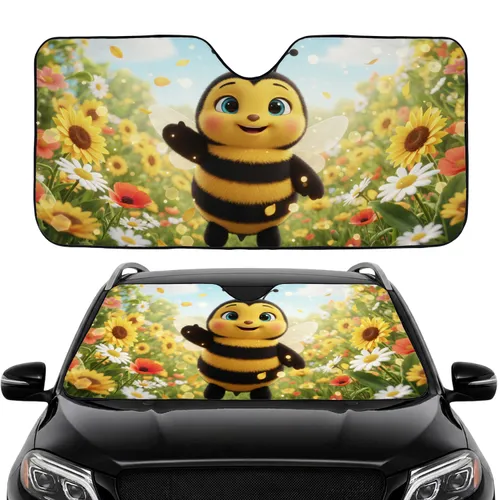 Fluffy Bumblebee Honeycomb Pollen Motes - Car Interior Upgrade - Bee Lover Gift Car Sunshade