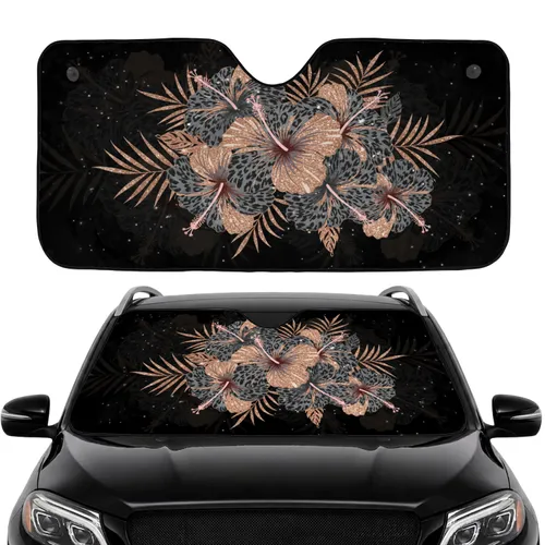 Hibiscus Leopard Floral Botanical - Car Interior Upgrade Car Sunshade