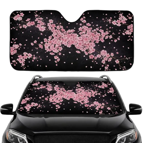 Cherry Blossoms Sakura Dark Branches Purple Smoke Golden Dust - Car Interior Upgrade Car Sunshade