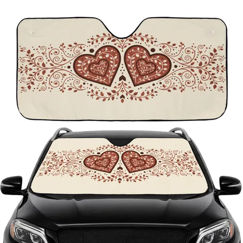 Organic Flowing Swirling Branching Floral Vine Hearts Car Interior Upgrade Car Sunshade