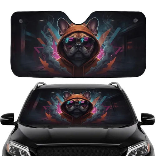 French Bulldog Aviator Sunglasses Street Art - Car Interior Upgrade for Dog Lover Car Sunshade
