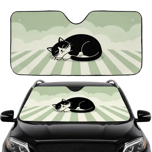 Sleeping Black and White Cat Plush Bedding - Car Interior Upgrade - Cat Lover Gift Car Sunshade