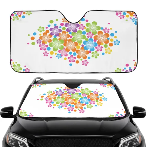 Floral Polka Dots Car Interior Upgrade Road Trip Gift for Commuting Travelers Car Sunshade
