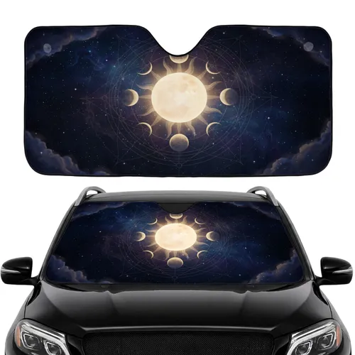 Realistic Moon Phases Astrological Orbital Paths Cosmic Sky - Car Interior Upgrade Car Sunshade