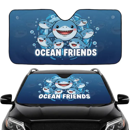 Deep Ocean Sharks Underwater Marine Scene Car Interior Upgrade Car Sunshade